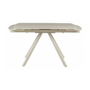 Masa extensibila URSA, ceramica/metal, grej cu efect de piatră travertin/grej, 125-180×80×76 cm