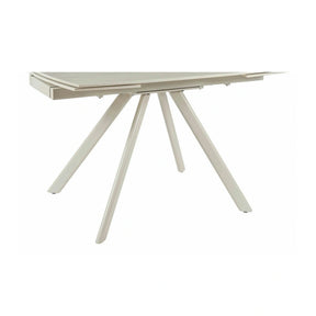 Masa extensibila URSA, ceramica/metal, grej cu efect de piatră travertin/grej, 125-180×80×76 cm