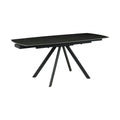 Masa extensibila URSA, ceramica/metal, negru mat cu efect de marmura/negru, 125-180×80×76 cm