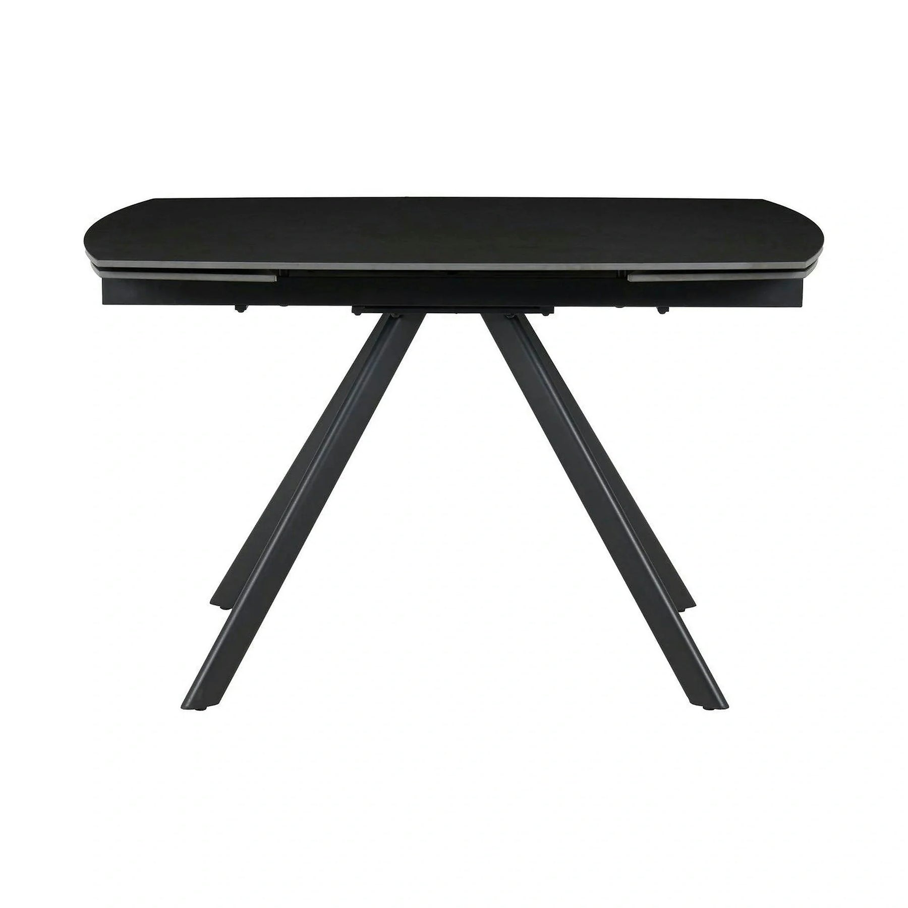 Masa extensibila URSA, ceramica/metal, negru mat cu efect de marmura/negru, 125-180×80×76 cm