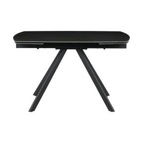 Masa extensibila URSA, ceramica/metal, negru mat cu efect de marmura/negru, 125-180×80×76 cm