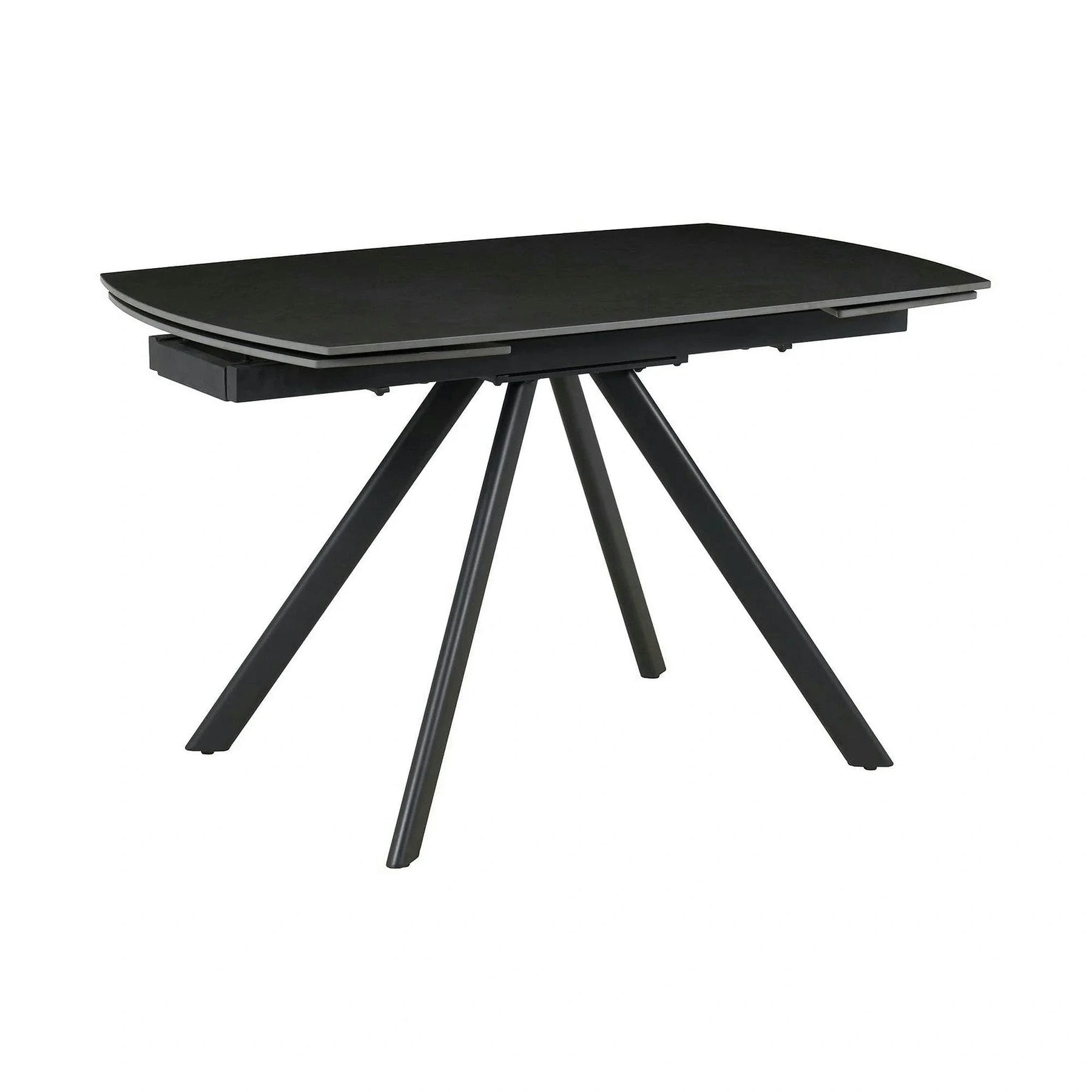 Masa extensibila URSA, ceramica/metal, negru mat cu efect de marmura/negru, 125-180×80×76 cm