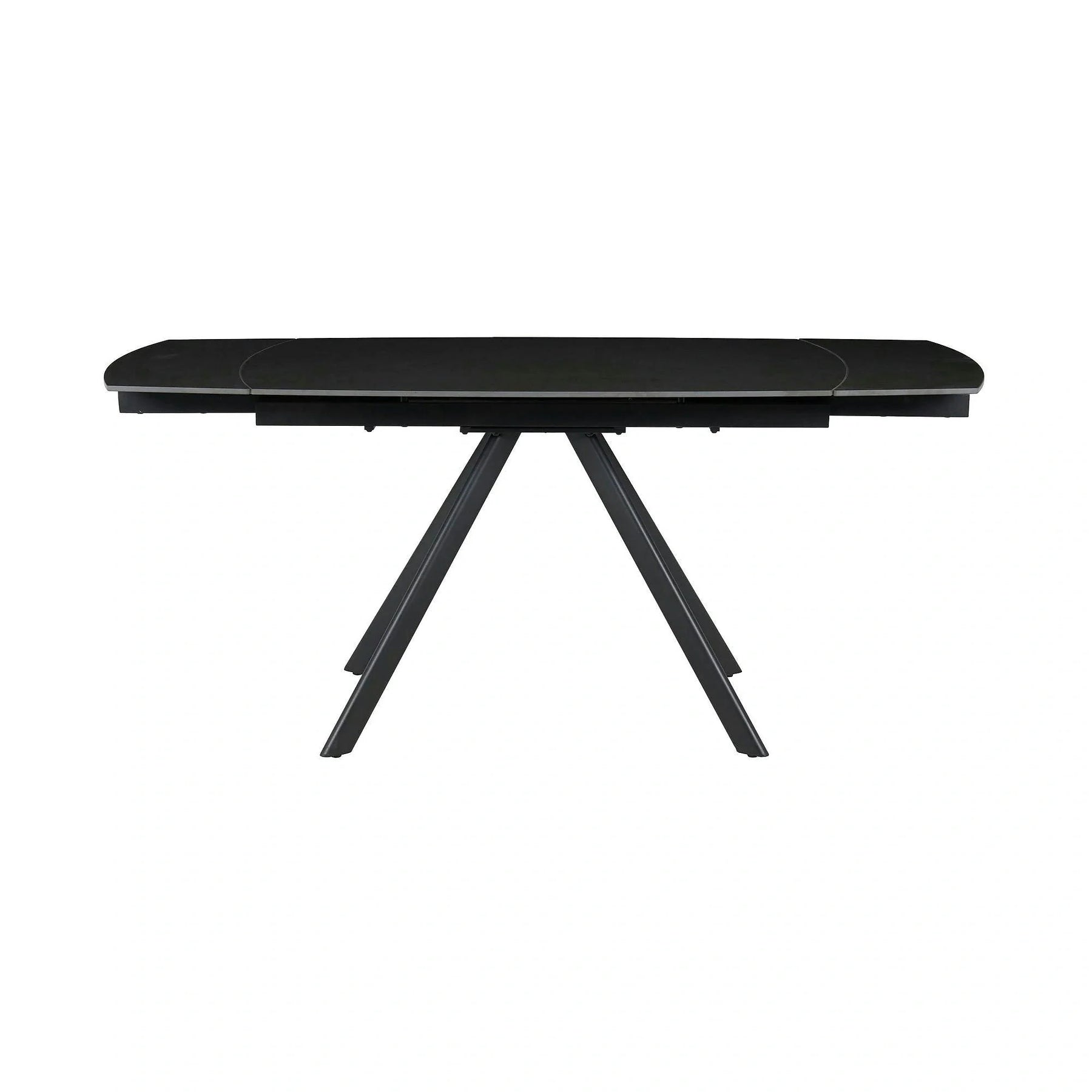 Masa extensibila URSA, ceramica/metal, negru mat cu efect de marmura/negru, 125-180×80×76 cm