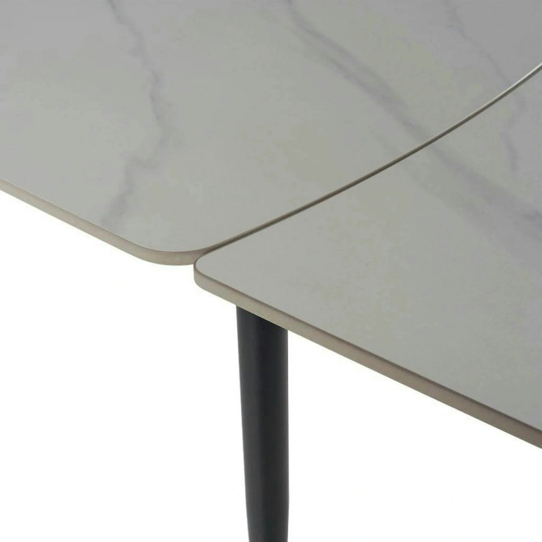 Masa extensibila VELA, ceramica/metal, alb cu efect de marmura/negru, 110-170×75×76 cm