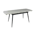 Masa extensibila VELA, ceramica/metal, alb cu efect de marmura/negru, 110-170×75×76 cm