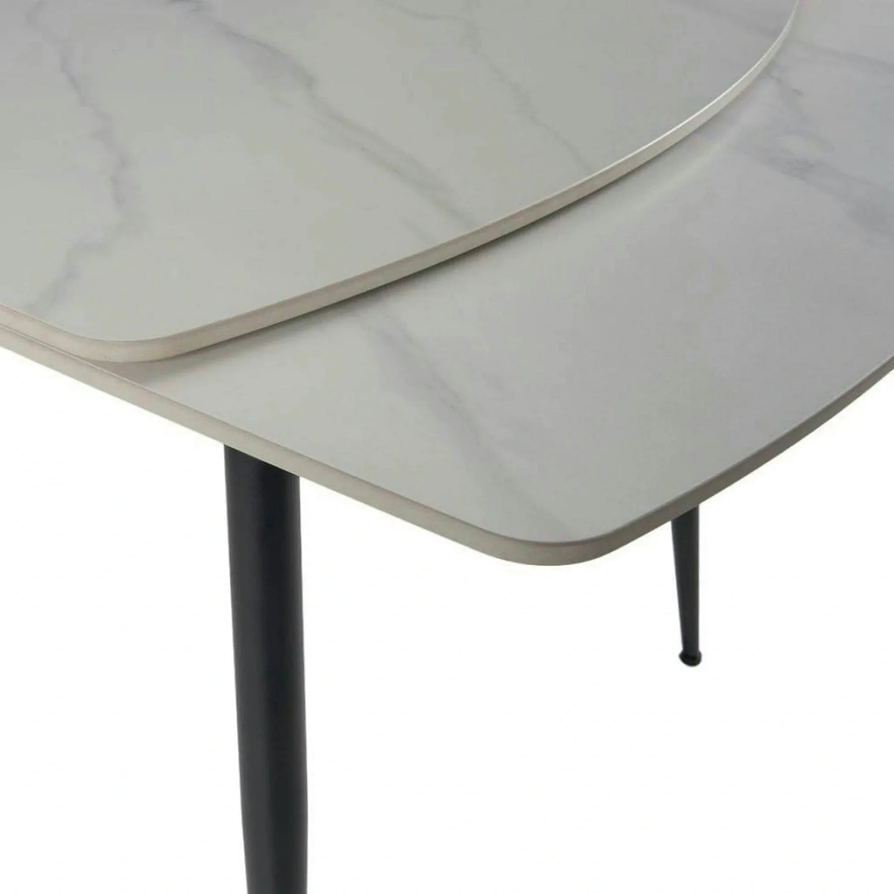 Masa extensibila VELA, ceramica/metal, alb cu efect de marmura/negru, 110-170×75×76 cm