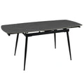 Masa extensibila VELA, ceramica/metal, gri mat cu efect de marmura/negru, 110-170×75×76 cm