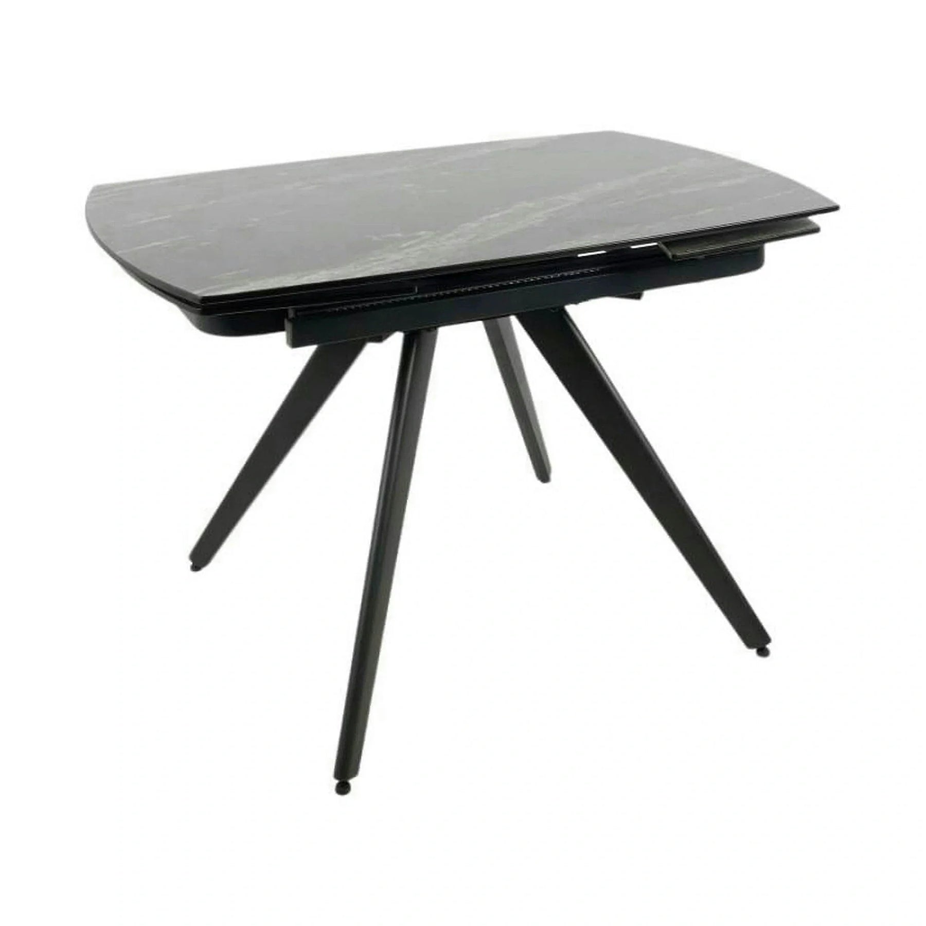 Masa extensibila VIGO, ceramica/metal cu un strat de pulbere Sanding Black, negru Black Galaxy cu efect de marmura/negru, 120-180×80×74-77 cm