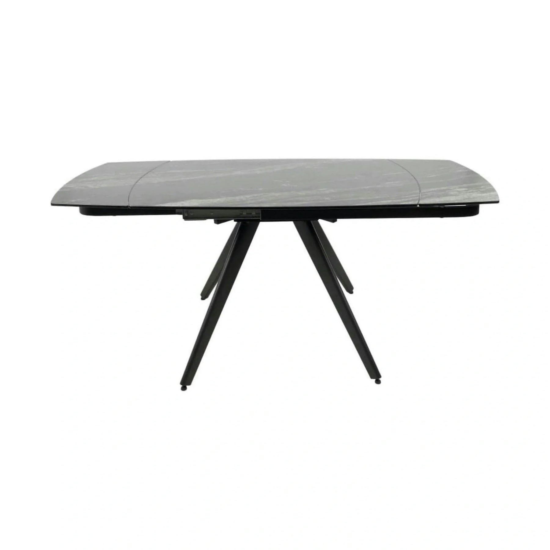 Masa extensibila VIGO, ceramica/metal cu un strat de pulbere Sanding Black, negru Black Galaxy cu efect de marmura/negru, 120-180×80×74-77 cm