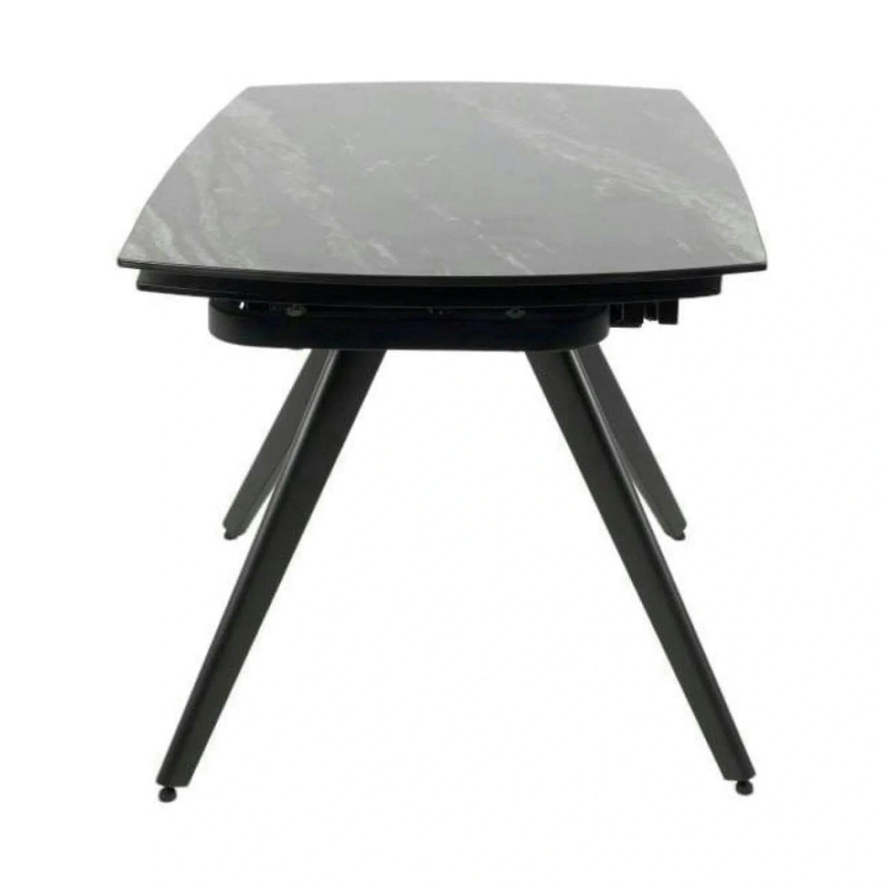 Masa extensibila VIGO, ceramica/metal cu un strat de pulbere Sanding Black, negru Black Galaxy cu efect de marmura/negru, 120-180×80×74-77 cm