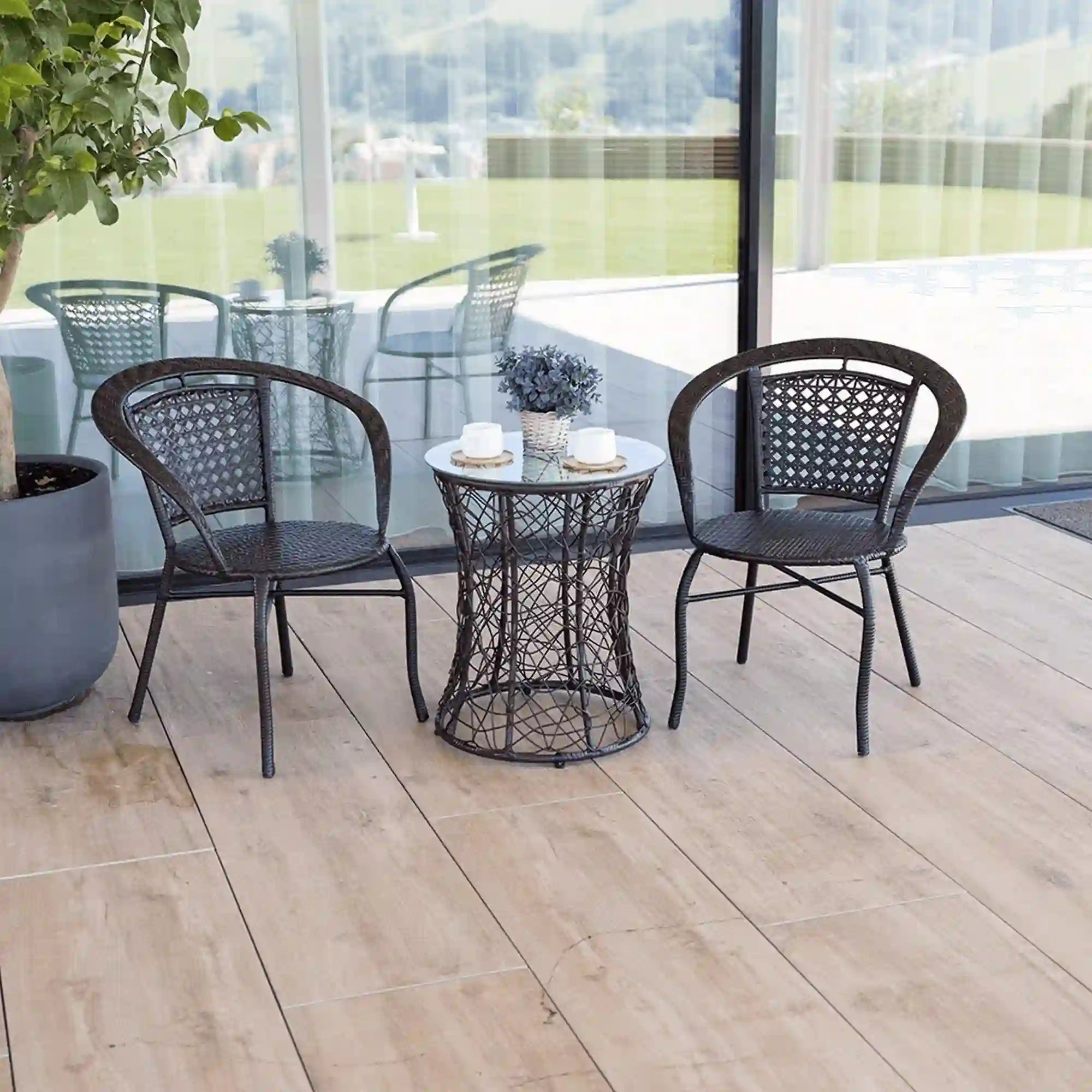 Masa gradina ATHENA OCN-28008, transparent/negru