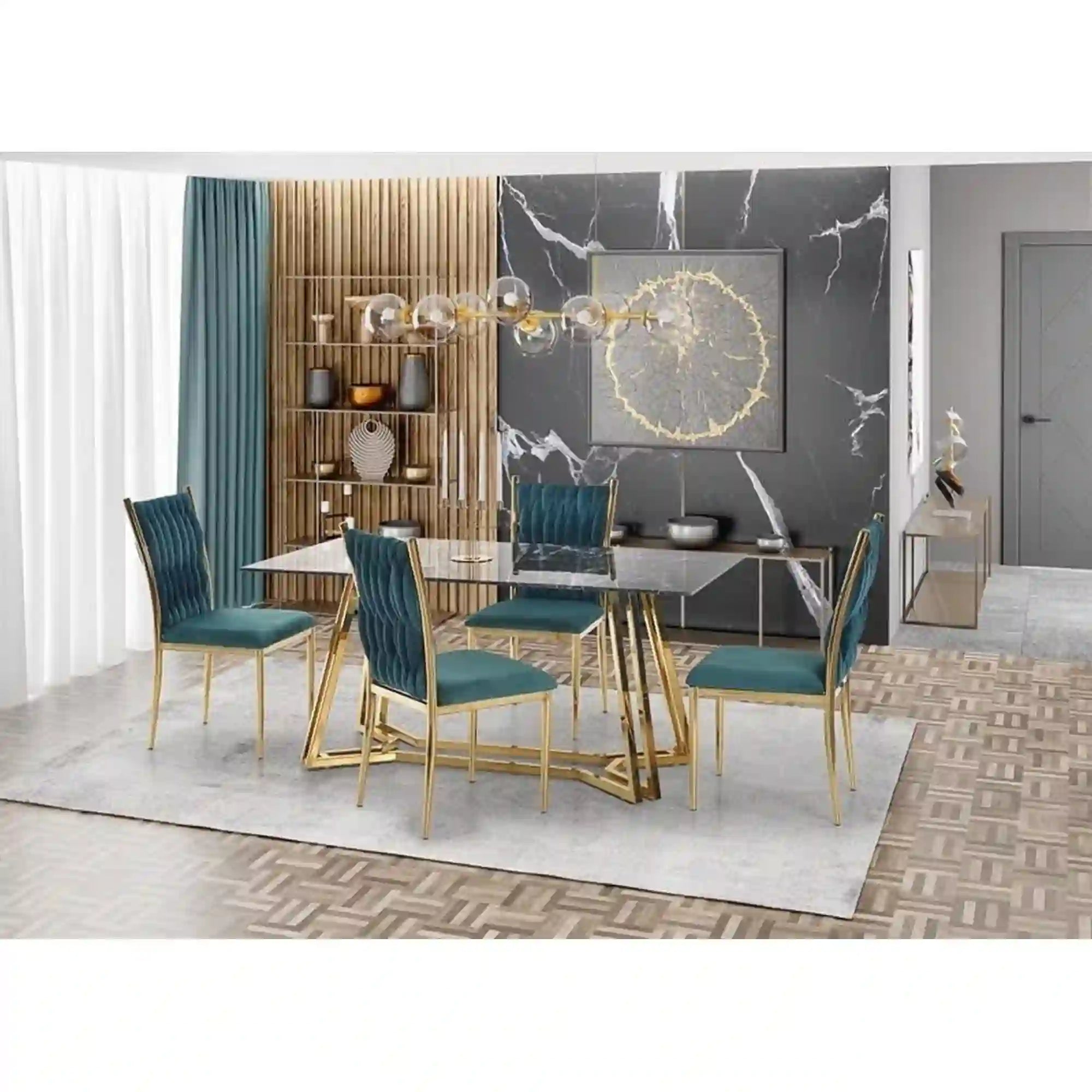 Masa HOUSTON OCN-37409, negru/auriu