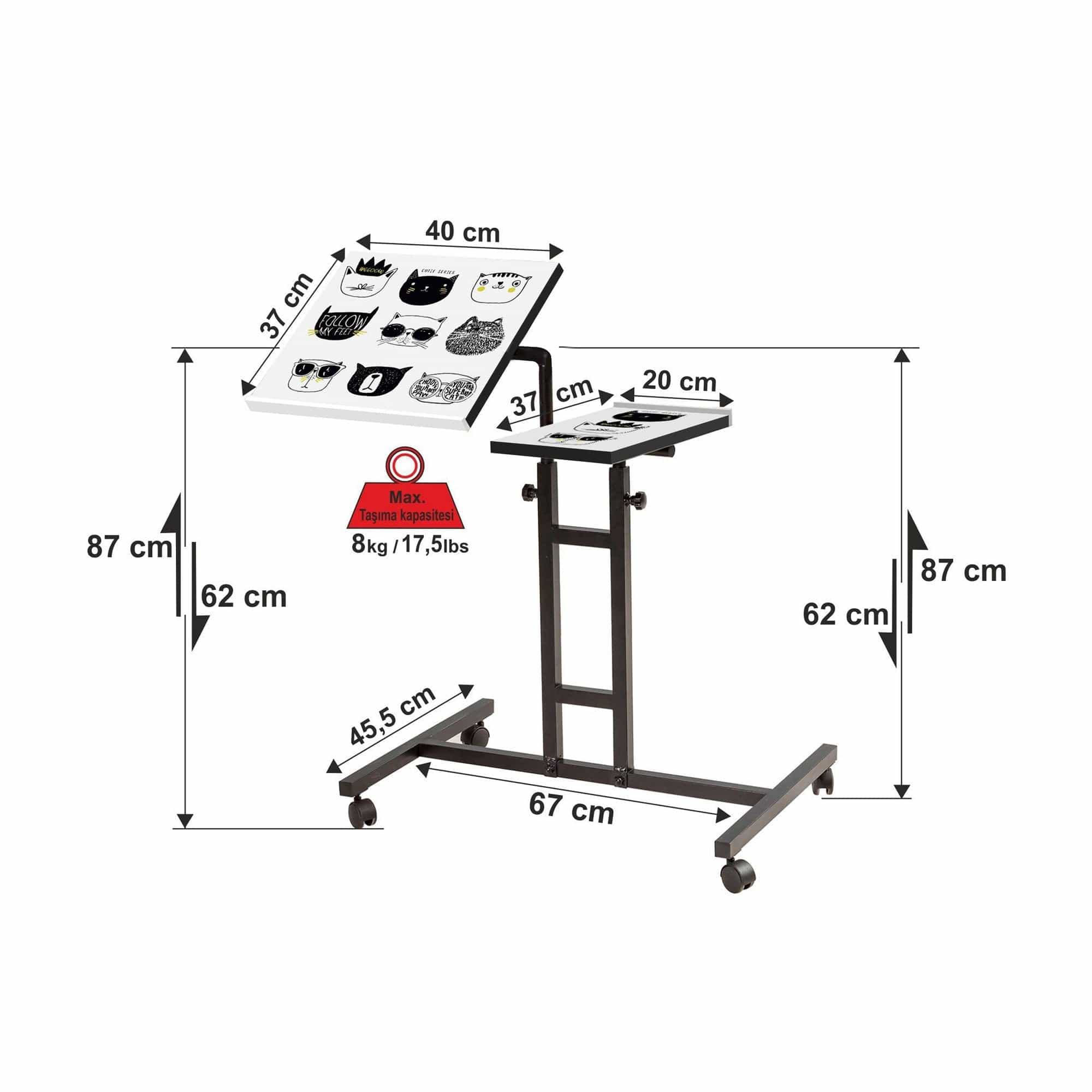 Masa laptop AMSTERDAM OCN-31783, negru/alb