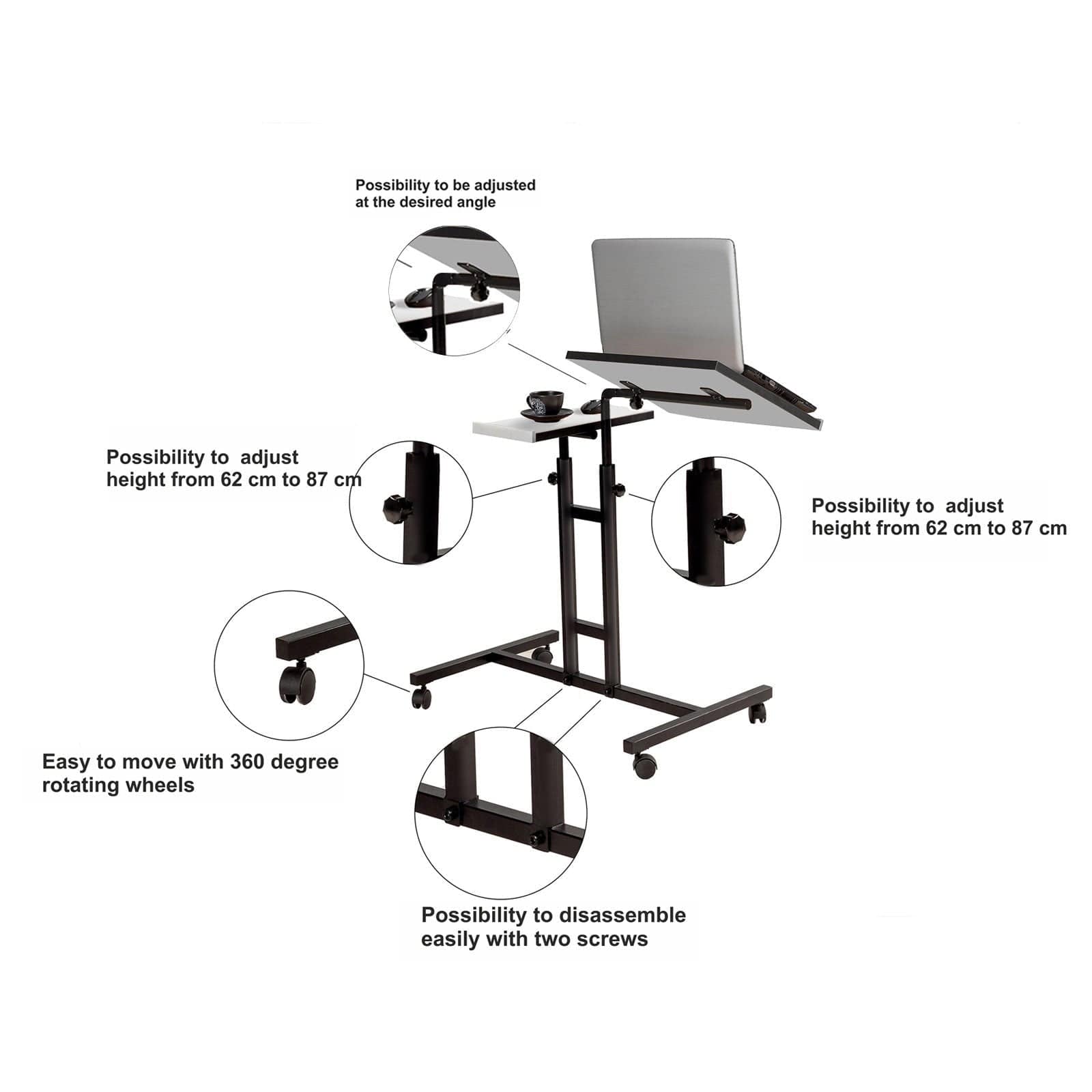 Masa laptop AMSTERDAM OCN-31783, negru/alb