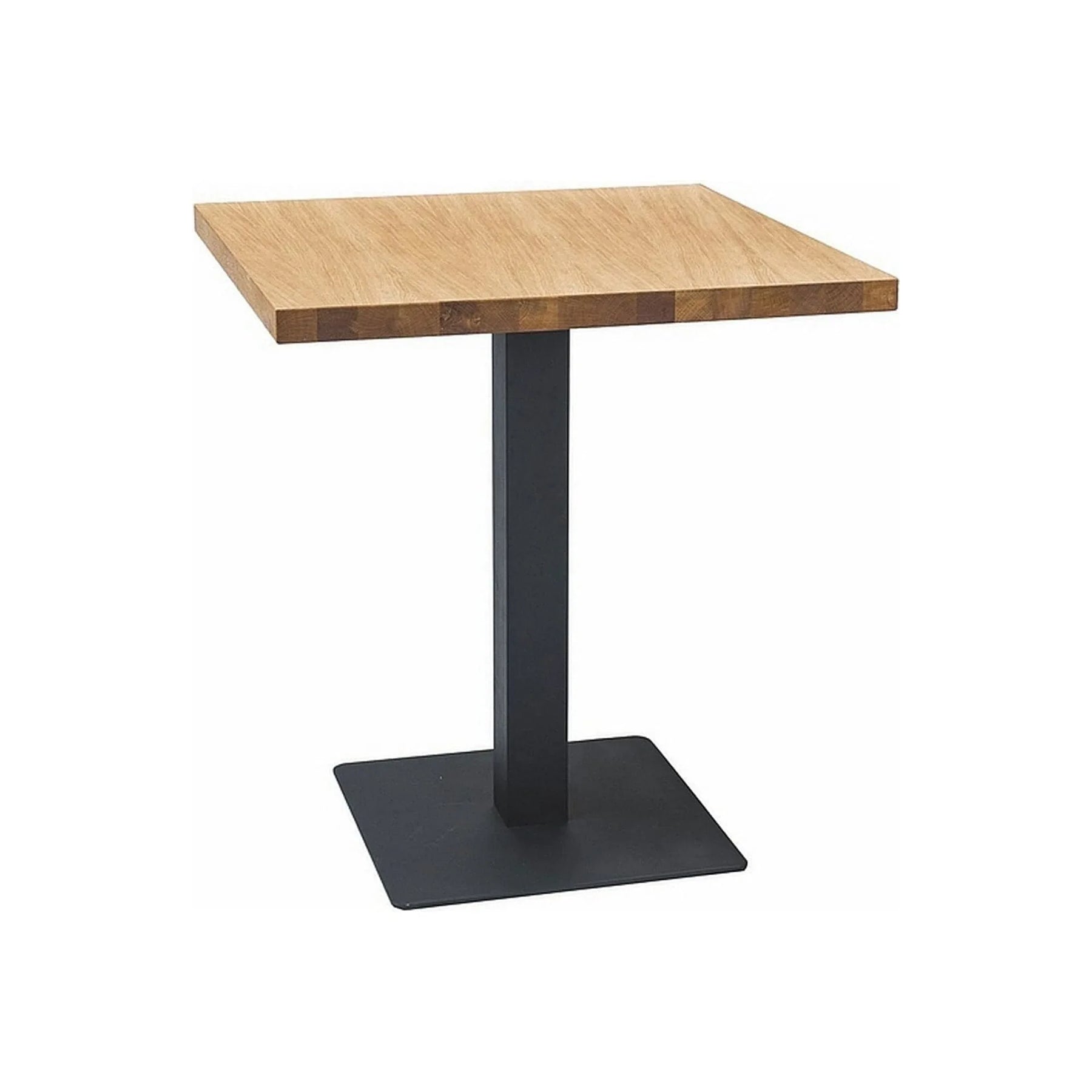 Masa PURO, stejar/negru, PAL laminat/metal, 70x70x76 cm