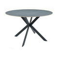 Masa rotunda TALIA, ceramica/metal, gri cu efect de marmura/negru mat, 90×90×75 cm