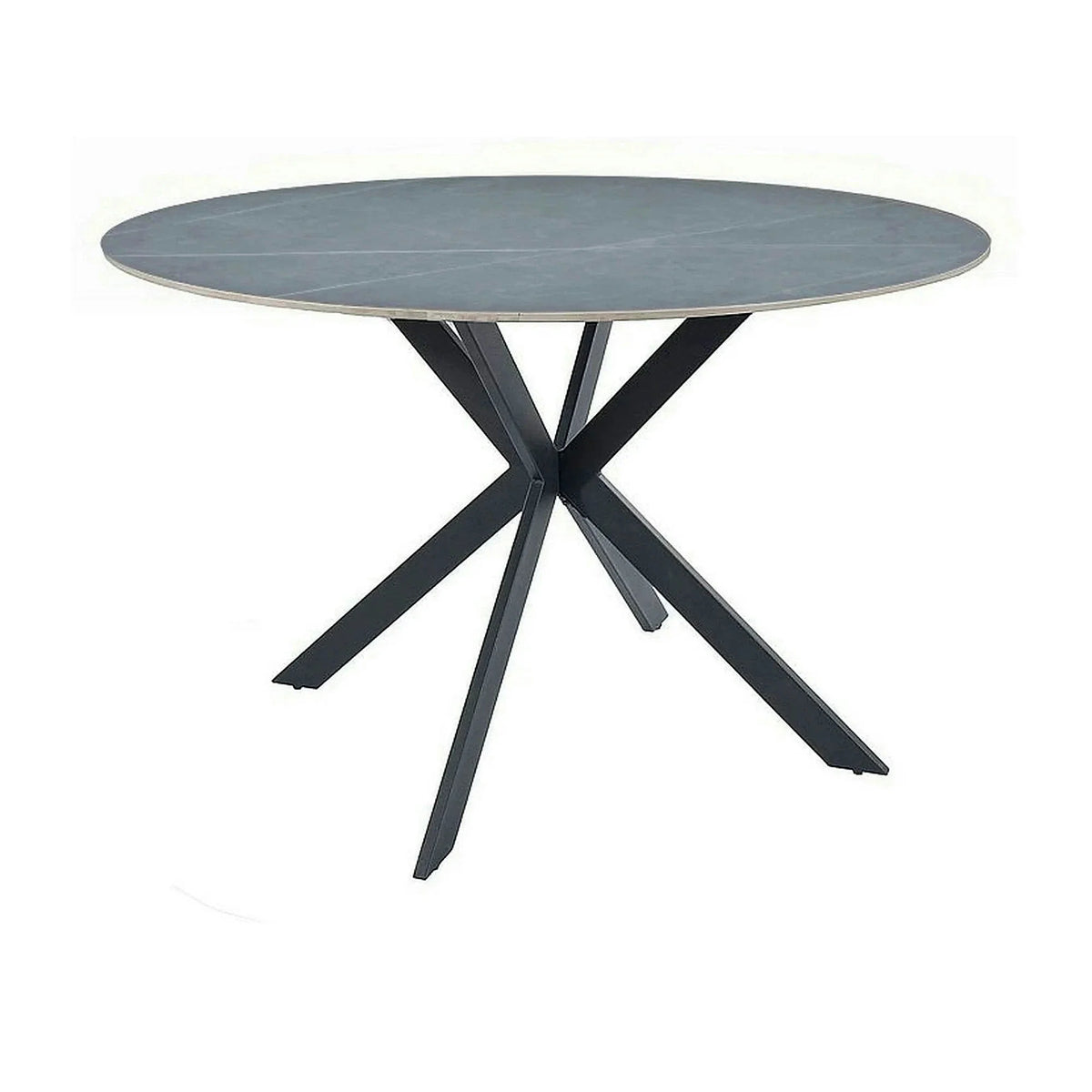 Masa rotunda TALIA, gri cu efect de marmura/negru mat, ceramica/metal, 90x90x75 cm
