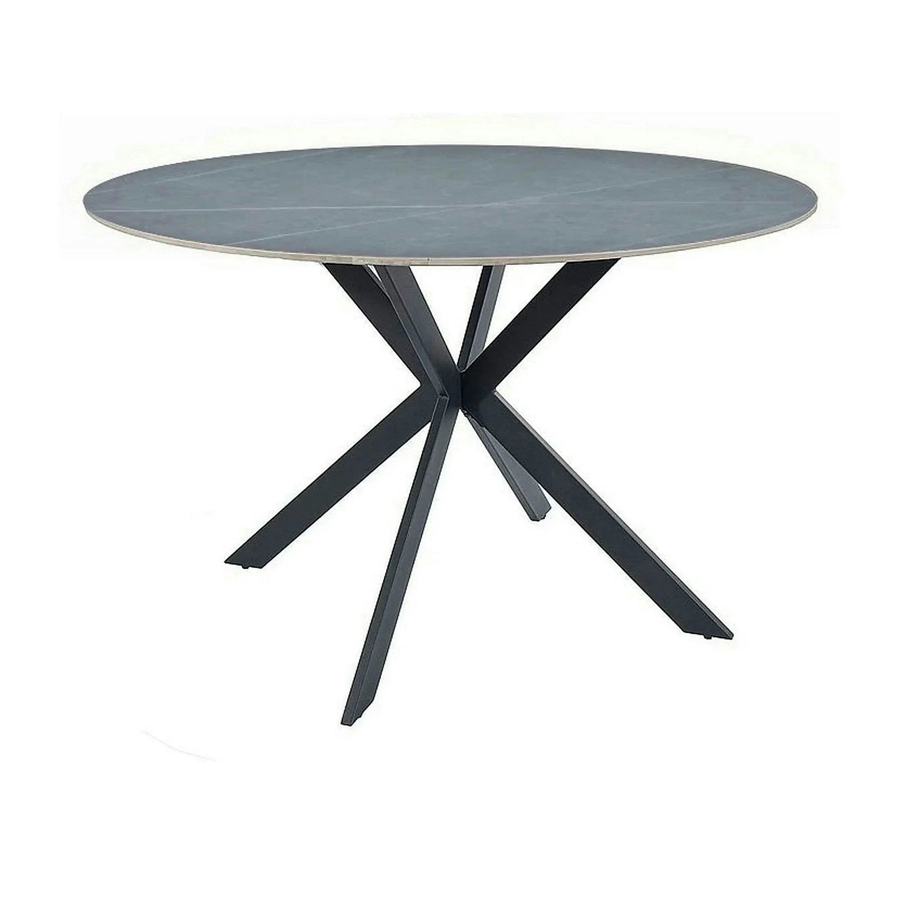 Masa rotunda TALIA, gri cu efect de marmura/negru mat, ceramica/metal, 90x90x75 cm