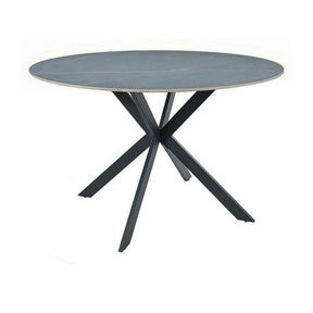 Masa rotunda TALIA, gri cu efect de marmura/negru mat, ceramica/metal, 90x90x75 cm