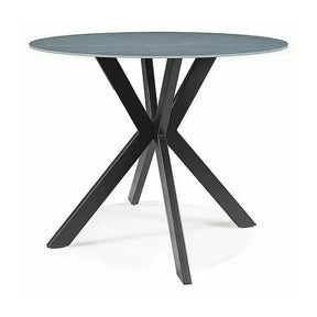 Masa rotunda TALIA, ceramica/metal, gri cu efect de marmura/negru mat, 90×90×75 cm