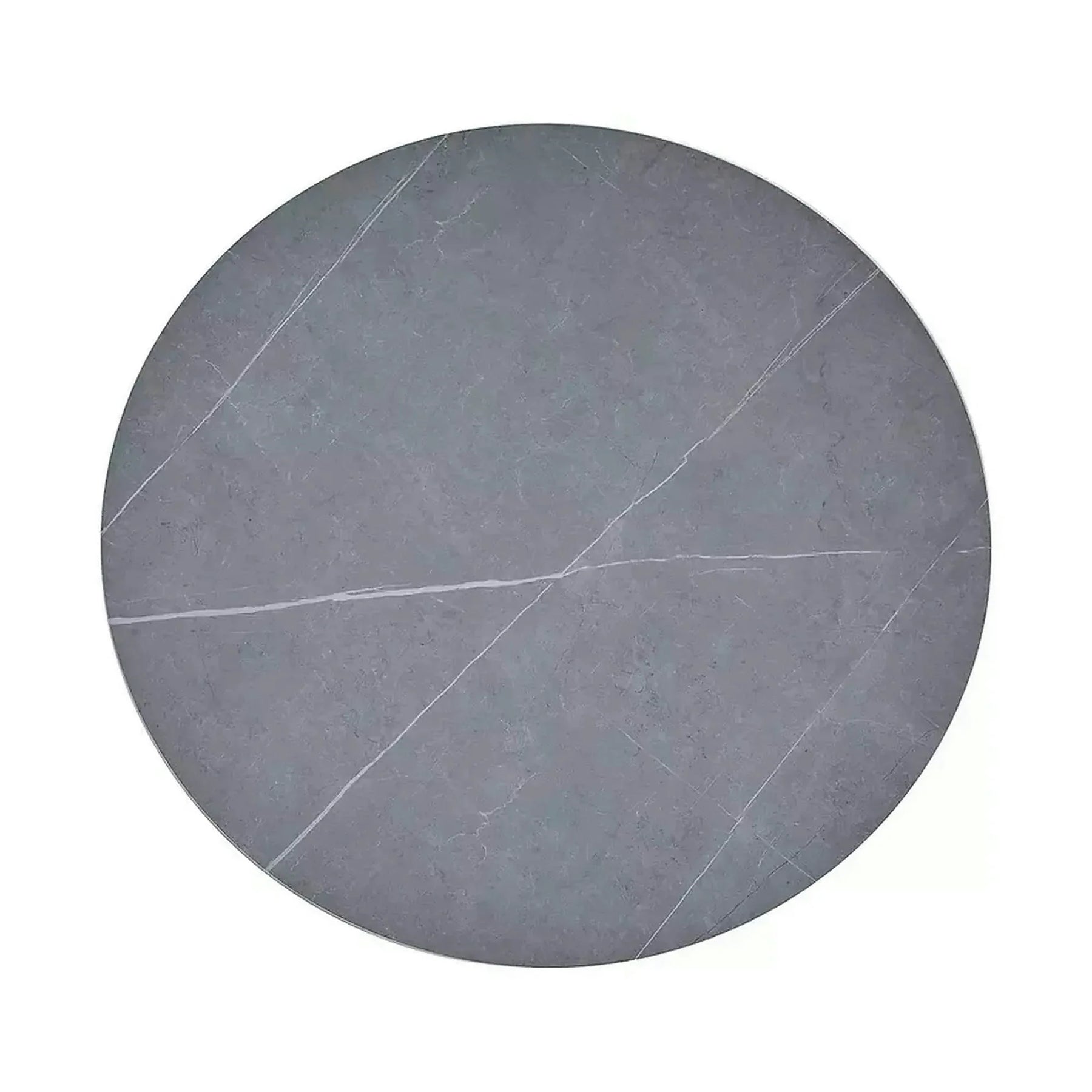 Masa rotunda TALIA, ceramica/metal, gri cu efect de marmura/negru mat, 90×90×75 cm