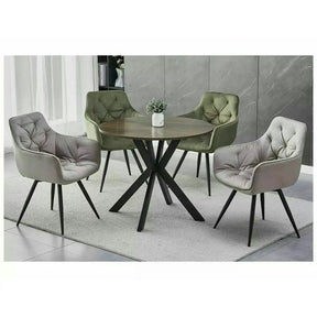 Masa TALIA II, MDF/metal, nuc/negru mat, 90×90×76 cm