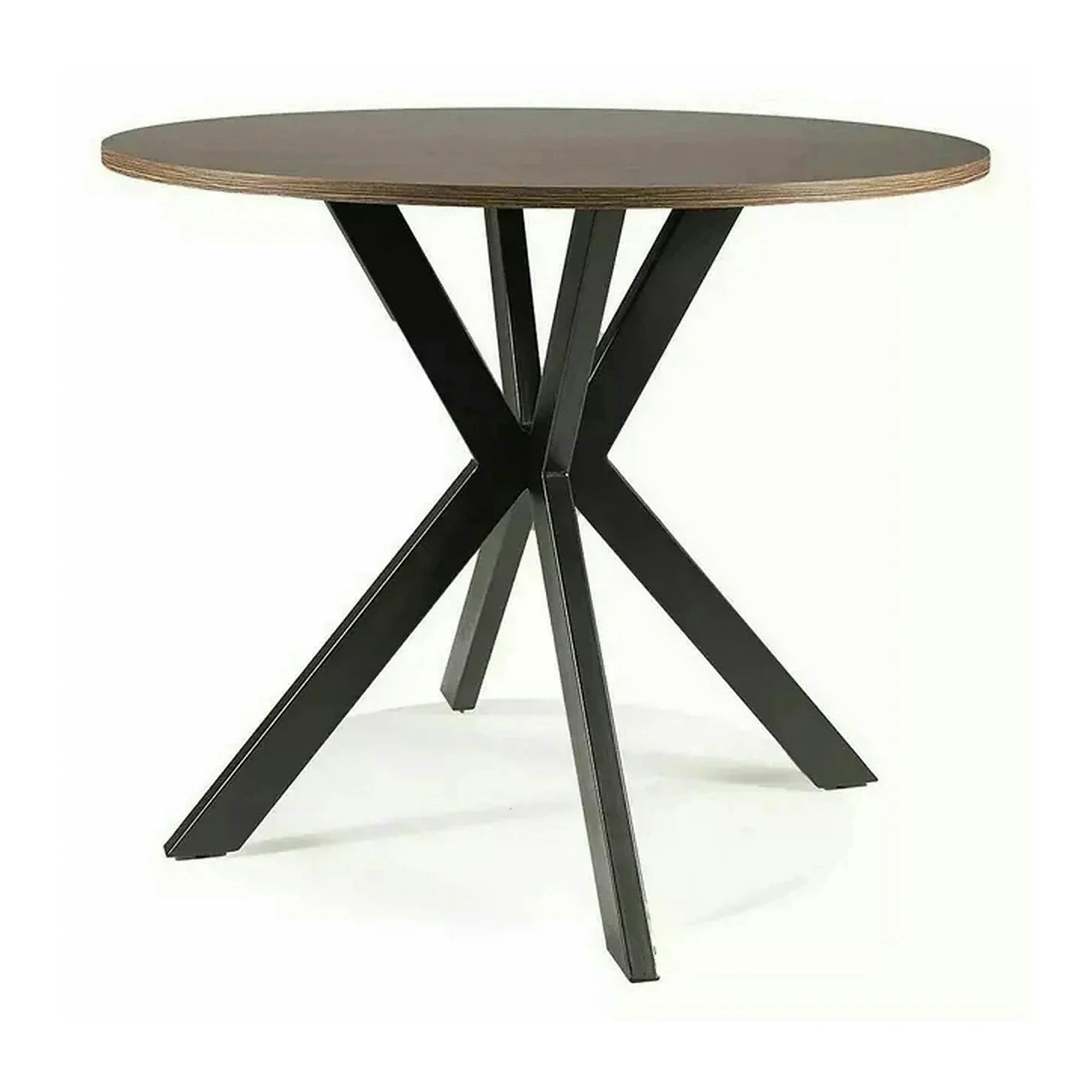 Masa TALIA II, MDF/metal, nuc/negru mat, 90×90×76 cm