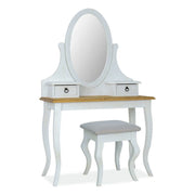 Masa toaleta cu taburet si oglinda DETROIT OCN-39297, stejar/alb