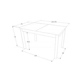 Masa extensibila HORACY, stejar artisan/negru, 125(170)x75x75 cm
