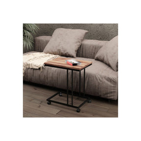 Masă neagră cu blat din lemn, ideală pentru living modern – primabucata