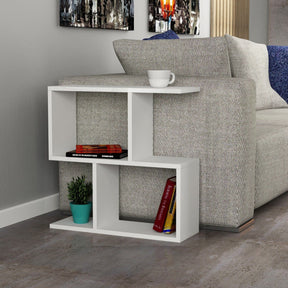 Măsuță albă modernă, perfectă pentru living, cu spațiu de depozitare – primabucata