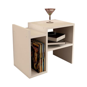 Măsuță albă modernă, cu spațiu de depozitare, ideală pentru living – primabucata