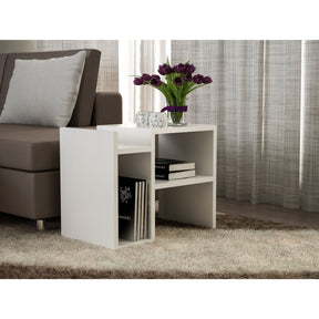 Masă albă modernă pentru living, cu spații de depozitare – primabucata