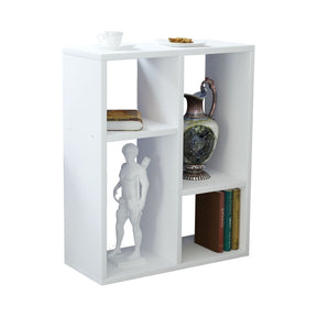 Masă albă cu rafturi decorative, ideală pentru living – primabucata