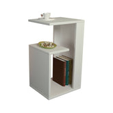 Măsuță albă modernă, ideală pentru living, cu spațiu de depozitare – primabucata