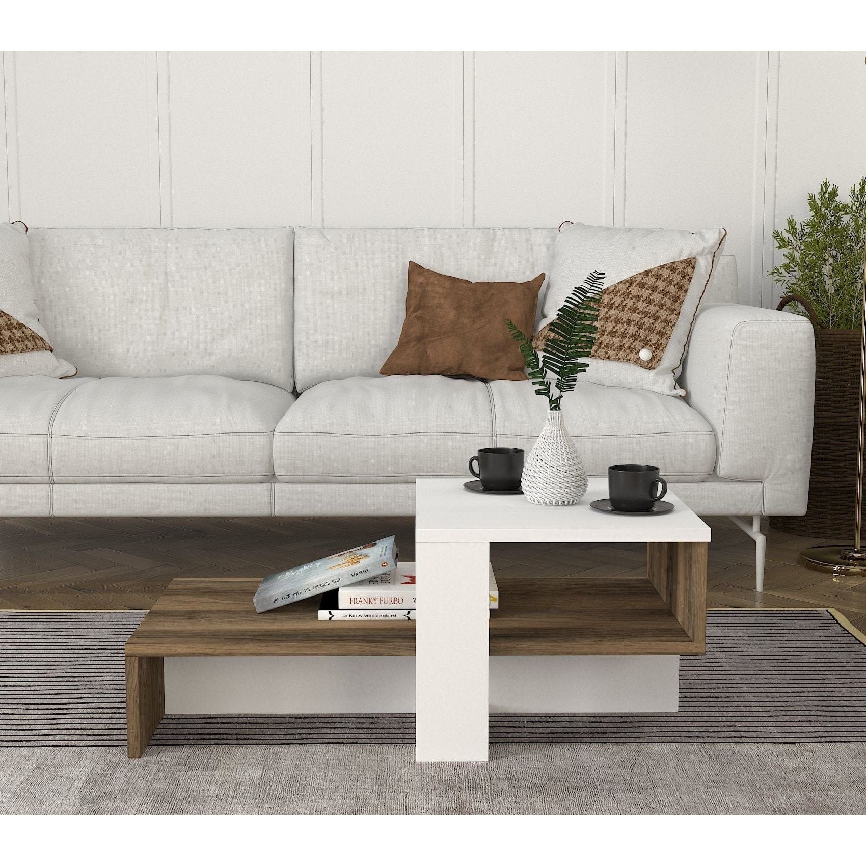 Masuta cafea AMSTERDAM OCN-31647, nuc/alb