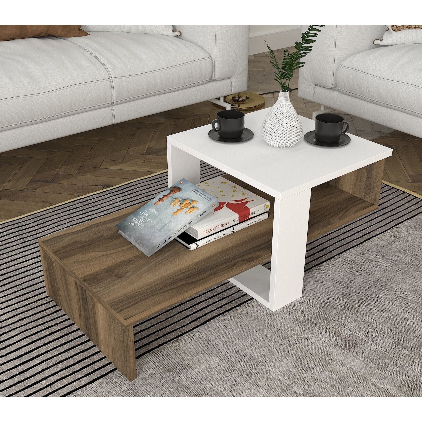 Masuta cafea AMSTERDAM OCN-31647, nuc/alb