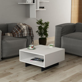 Măsuță de cafea albă cu detalii gri antracit, perfectă pentru un living modern – primabucata