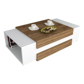 Măsuță de cafea albă cu detalii din nuc, perfectă pentru un living modern – primabucata