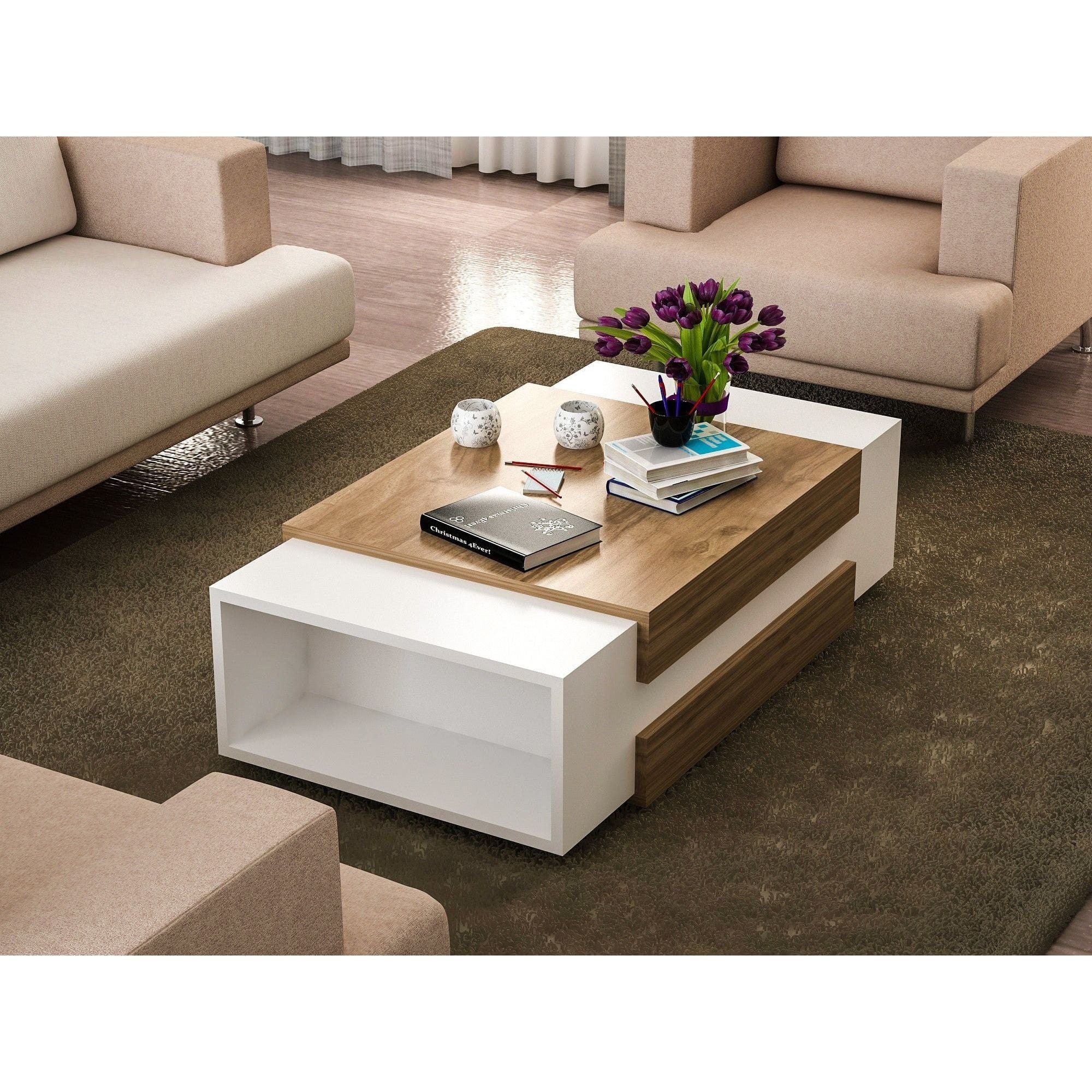 Masuta cafea AMSTERDAM OCN-31679, alb/nuc