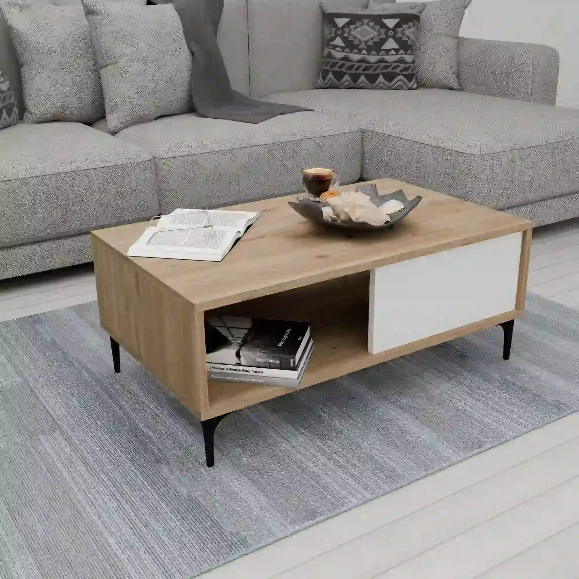 Masuta cafea AMSTERDAM OCN-31694, stejar/alb