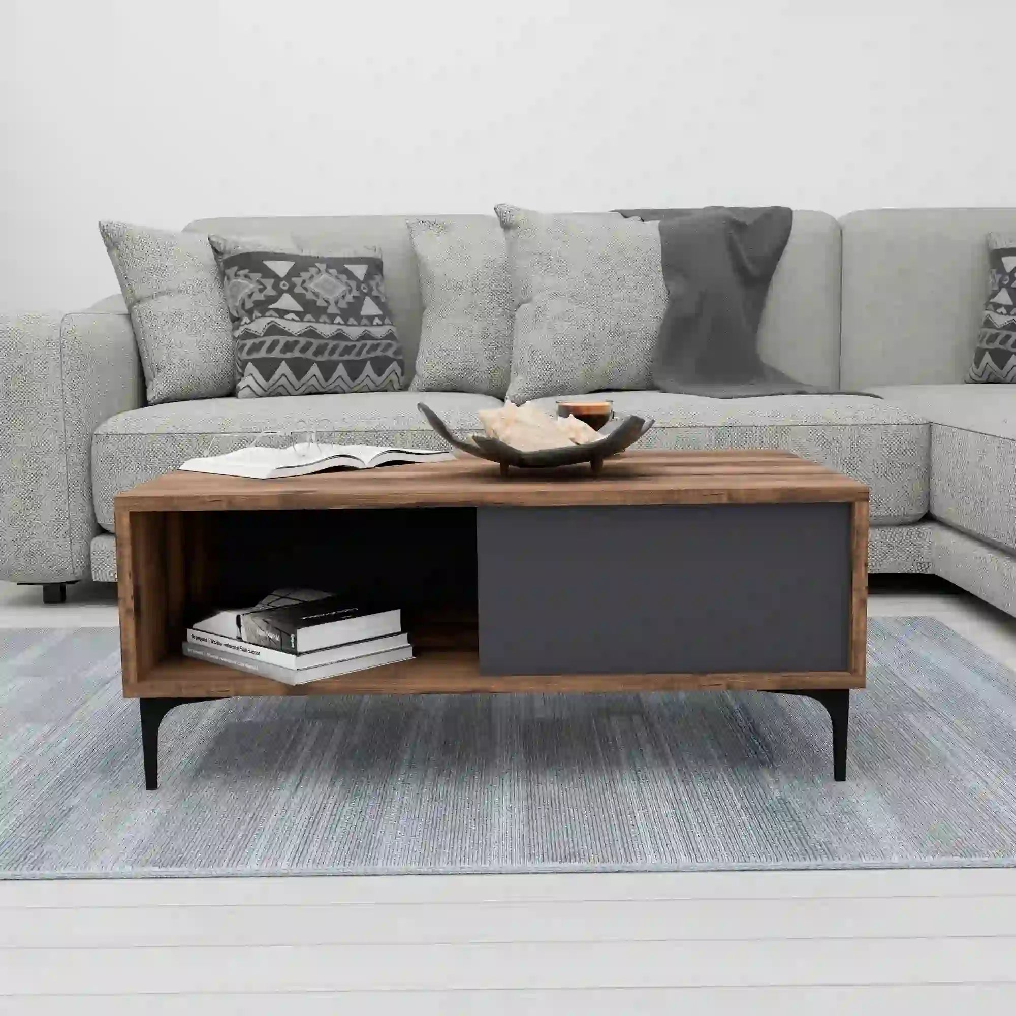 Masuta cafea AMSTERDAM OCN-31699, nuc/gri antracit