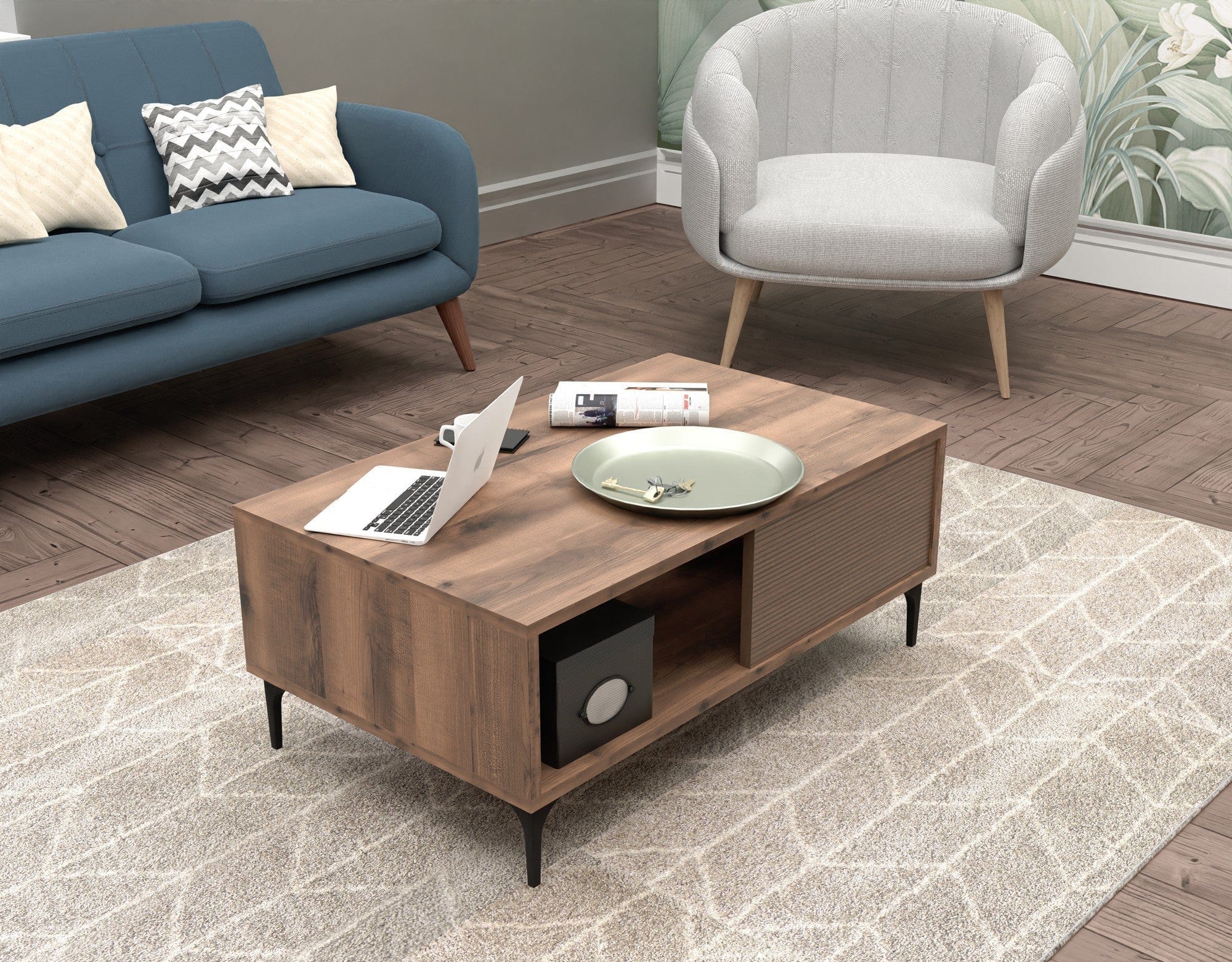 Masuta cafea AMSTERDAM OCN-31700, nuc/negru