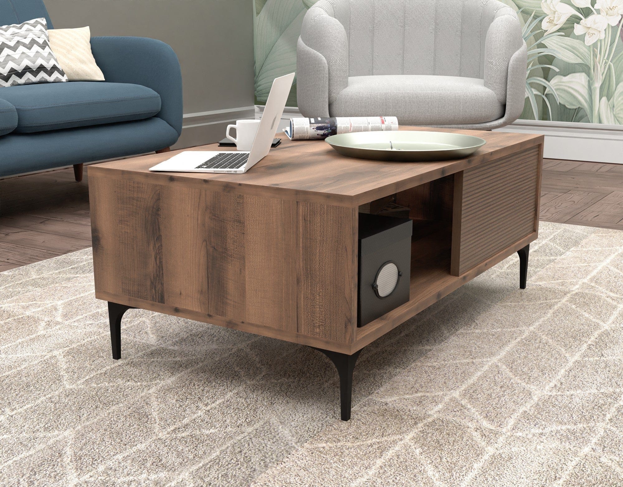 Masuta cafea AMSTERDAM OCN-31700, nuc/negru