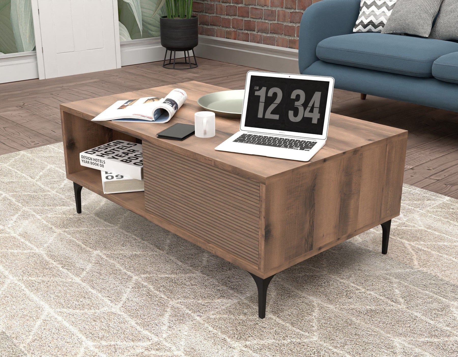 Masuta cafea AMSTERDAM OCN-31700, nuc/negru