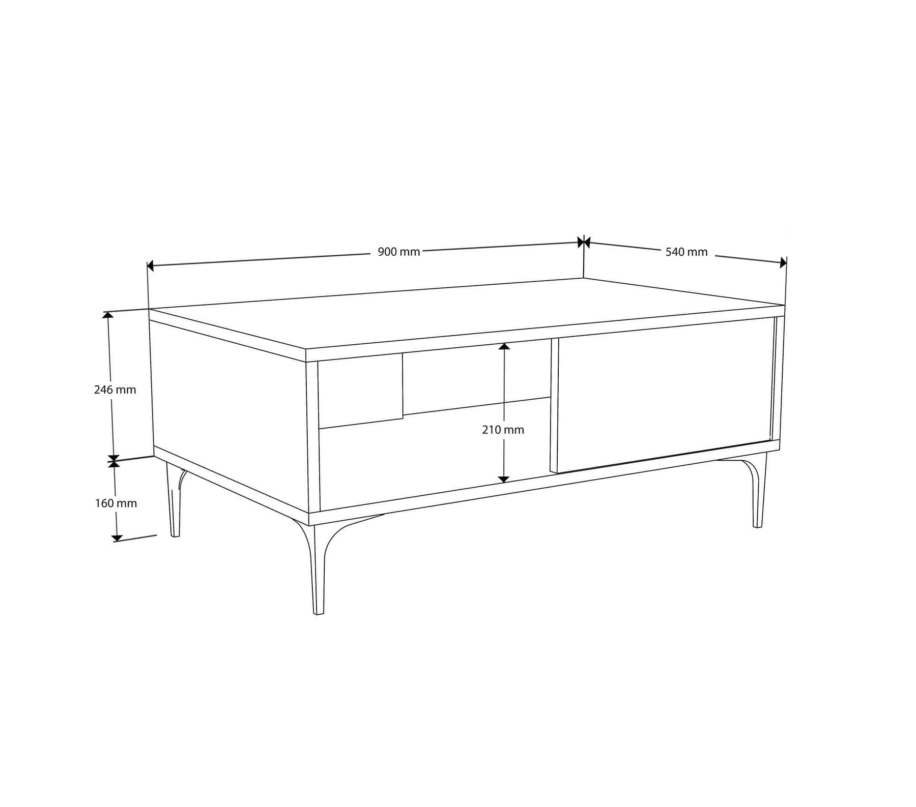 Masuta cafea AMSTERDAM OCN-31700, nuc/negru