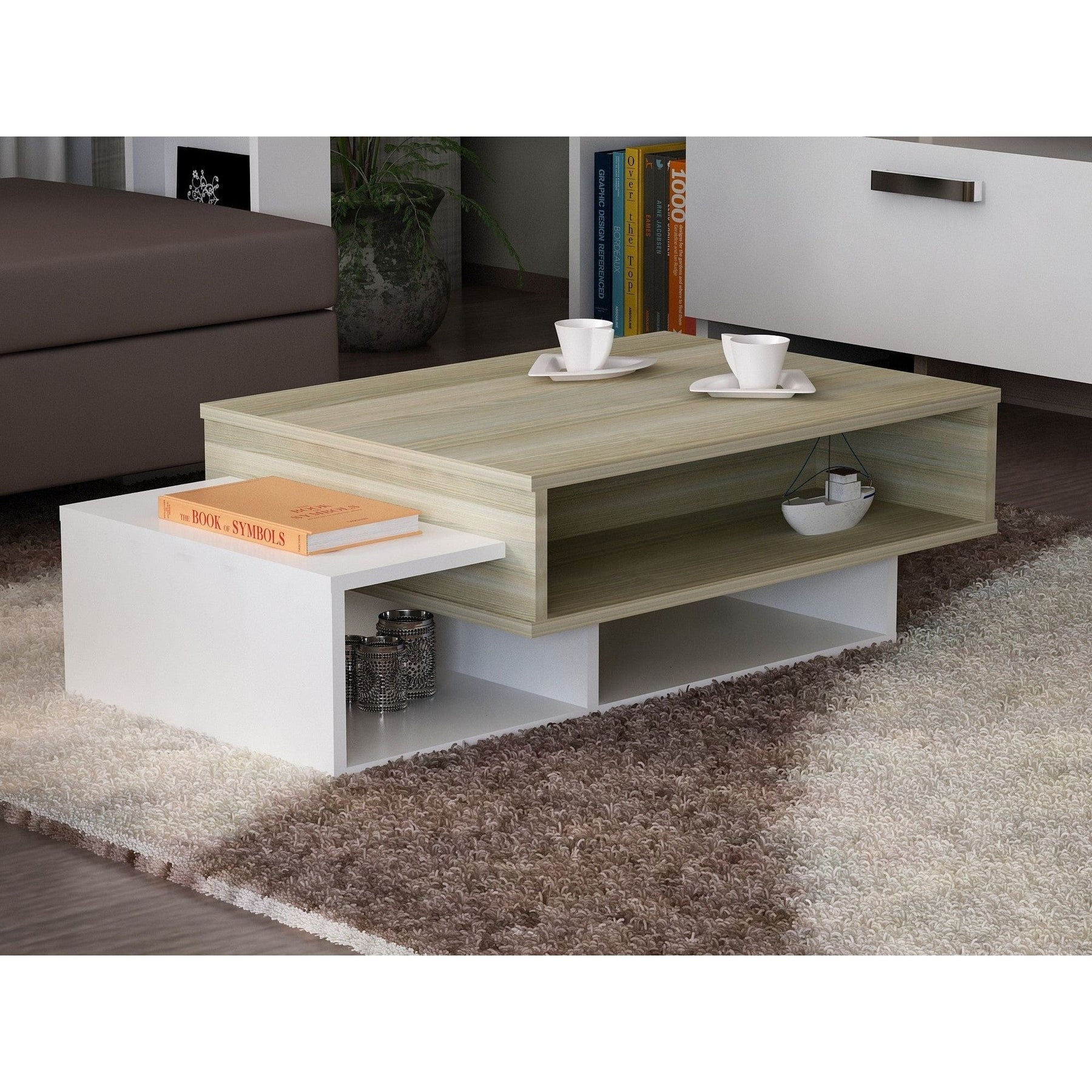 Masuta cafea AMSTERDAM OCN-31709, stejar/alb