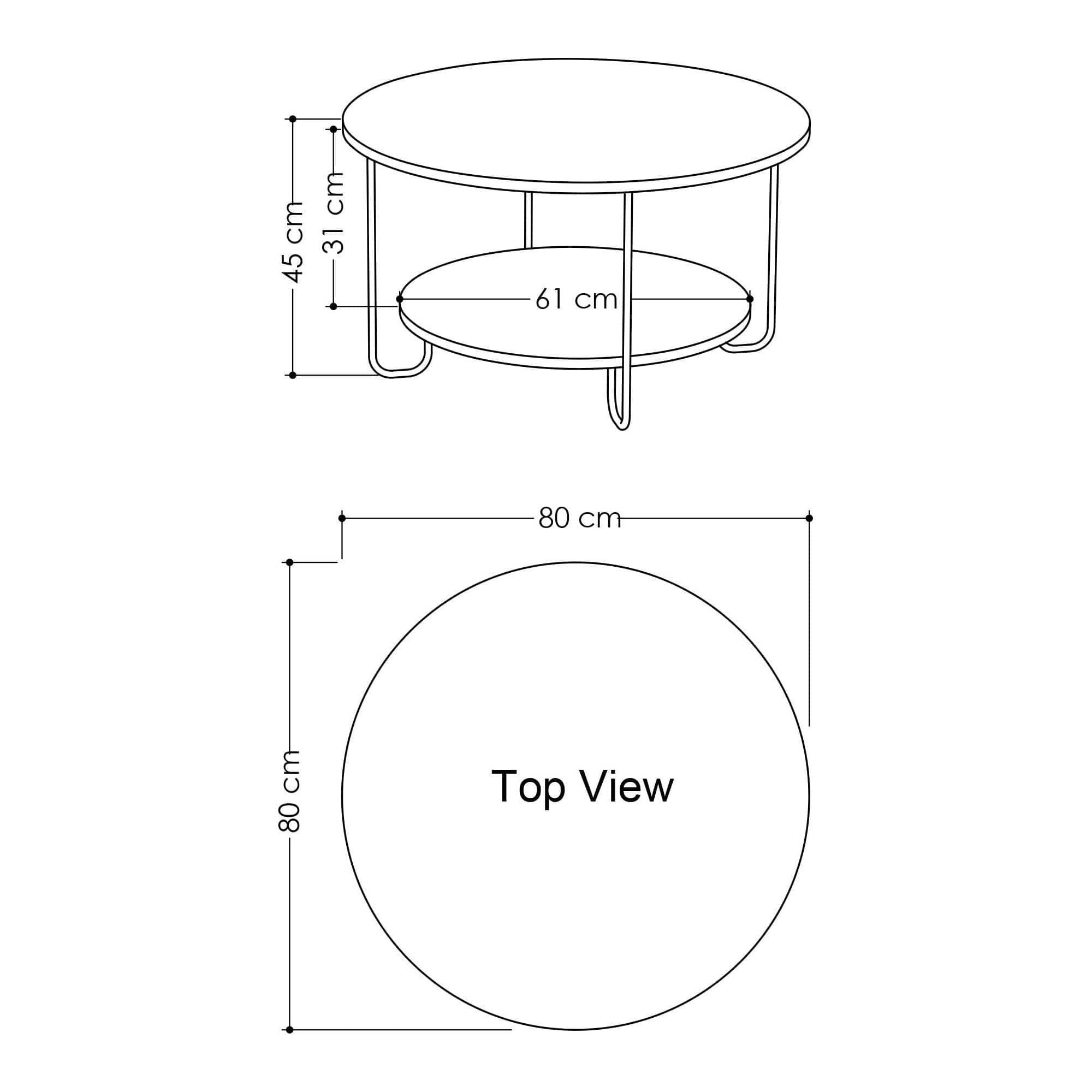 Masuta cafea AMSTERDAM OCN-31710, alb/negru