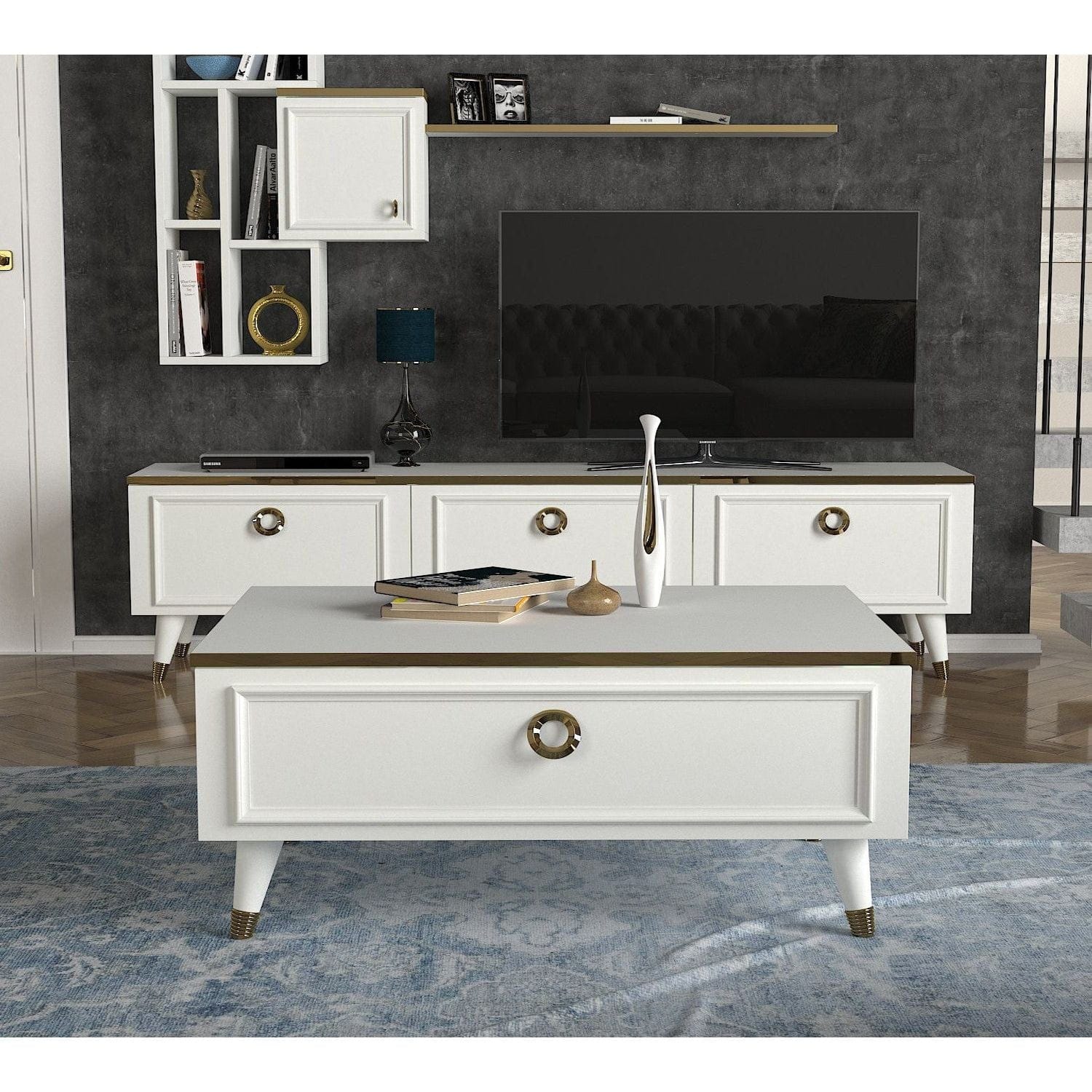 Masuta cafea AMSTERDAM OCN-31736, gri/alb