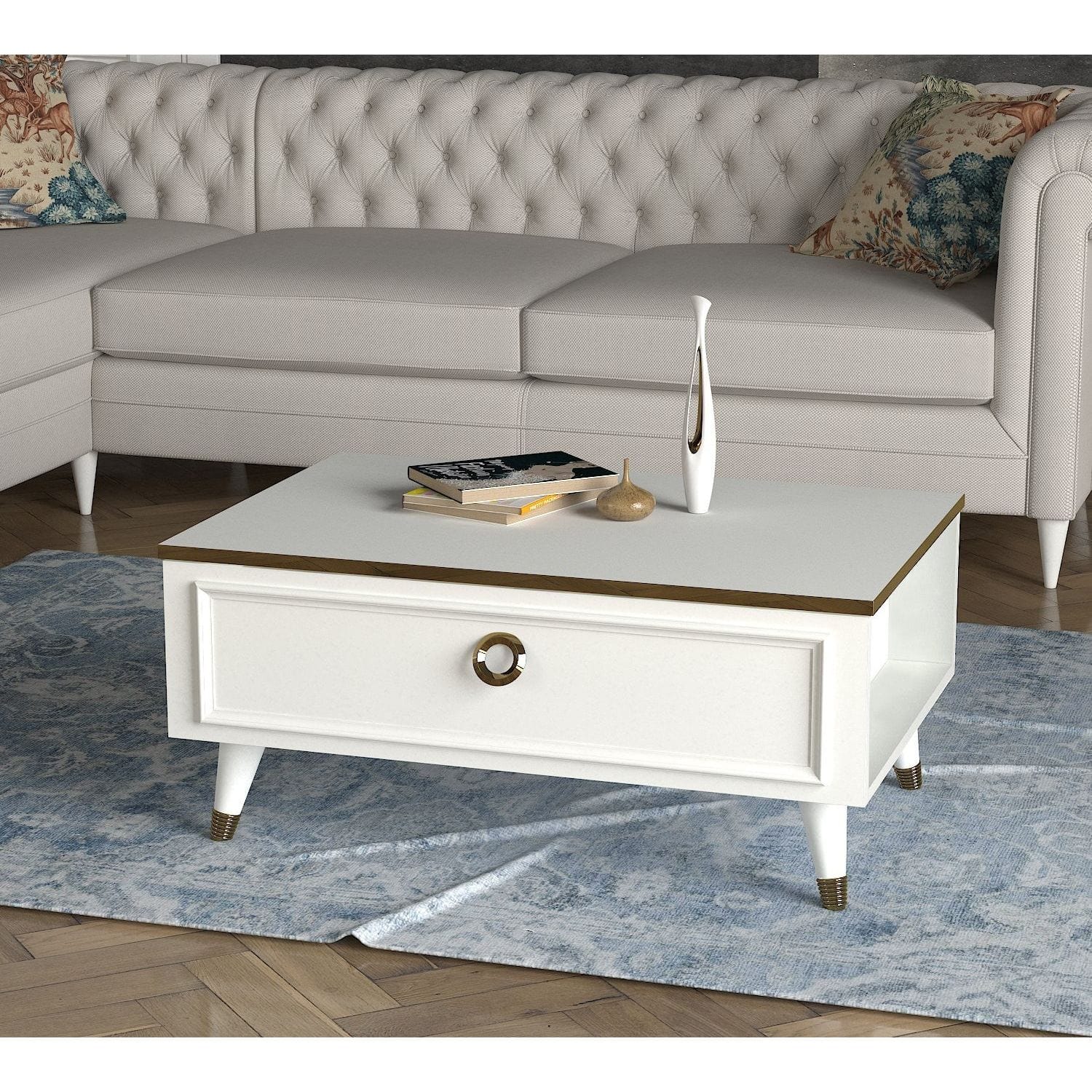 Masuta cafea AMSTERDAM OCN-31736, gri/alb